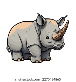 cute and adorable rhinoceros cartoon