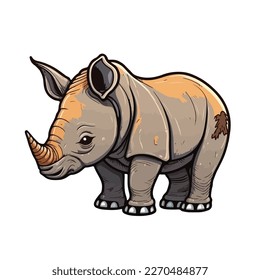 cute and adorable rhinoceros cartoon