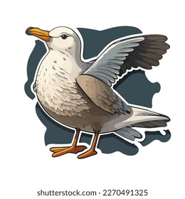 cute and adorable seagull cartoon