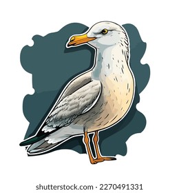 cute and adorable seagull cartoon