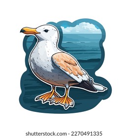cute and adorable seagull cartoon