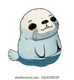 cute and adorable seal cartoon 