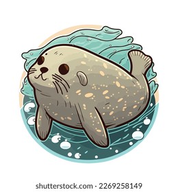 cute and adorable seal cartoon 