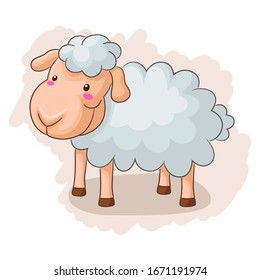 Cute And Adorable Sheep standing up. Vector Illustration