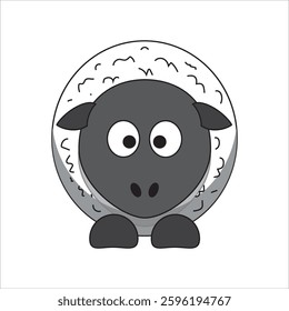 Cute and Adorable Sheep Vector on White Background. Cartoon Sheep Print, Design for Kids, Girls, Boys.