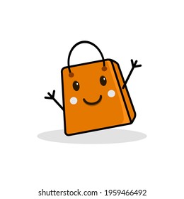 Cute And Adorable Shopping Bag Illustration Shaped Cartoon With Kawaii Style And Facial Emotions