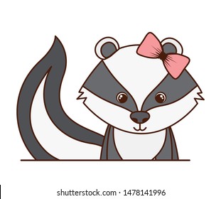 cute and adorable skunk with white background