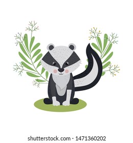 cute and adorable skunk with wreath