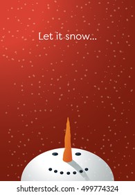 Cute adorable snowman looking up to see the snow. Christmas cartoon vector card template. Eps10 vector illustration.