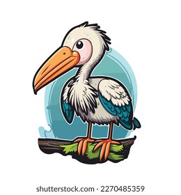 cute and adorable stork cartoon
