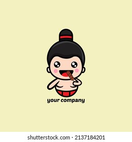 cute and adorable sumo logo template