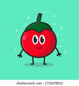 ilustración plana de tomate lindo y adorable