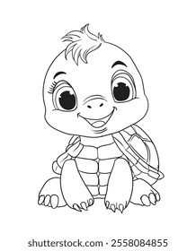 cute and adorable turtle vector illustration color