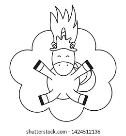 cute adorable unicorn floating in cloud fairy character
