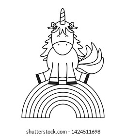 cute adorable unicorn and rainbow
