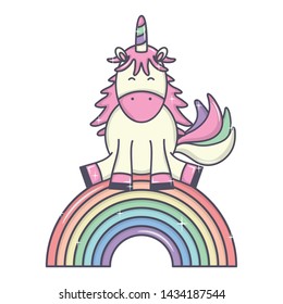 cute adorable unicorn and rainbow