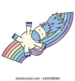 cute adorable unicorn and rainbow