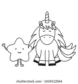 cute adorable unicorn with star kawaii fairy characters