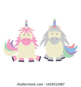 cute adorable unicorns fairy characters