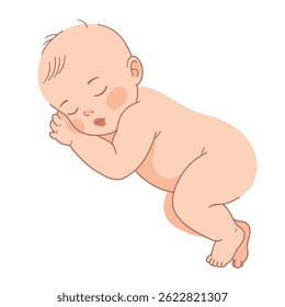 Cute Adorable vector illustration of a peacefully sleeping baby on a white background.