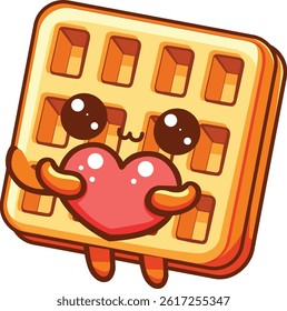 cute adorable waffle food icon cartoon character
