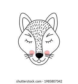 Cute bezaubernde Wolfe im Doodle-Stil auf weißem Hintergrund.