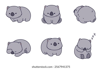 Cute and adorable Wombat characters doing funny activities