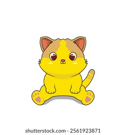 cute and adorable yellow cat cartoon