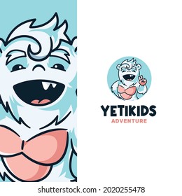 Cute Adorable Yeti Kid Logo Template