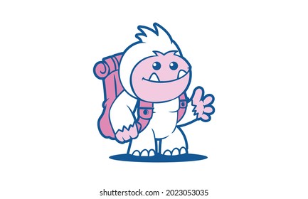 Cute Adorable Yeti Kid Logo Template