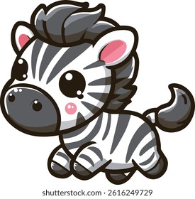 cute adorable zebra cartoon comic style