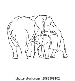 cute adult Unique and Creative Elephant line art,vector art,Elephant line drawing,illustrations With coloring book pages