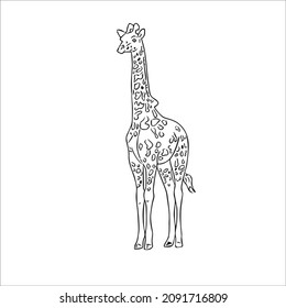 cute adult Unique and Creative Giraffe line art,vector art, Giraffe line drawing, illustrations With coloring book pages