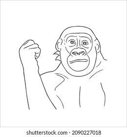 cute adult Unique and Creative Gorilla line art, Gorilla vector art and line drawing,illustrations With coloring book pages