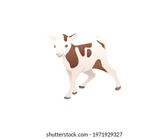 Cute adult white goat farm animal cartoon animal design vector illustration isolated on white background
