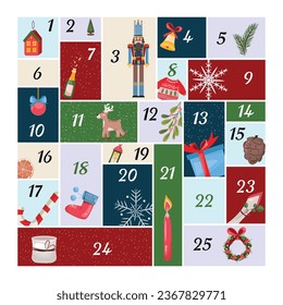 Cute advent calendar. 25 mini postcards with numbers and illustrations