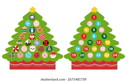 Forma de árvore de calendário de advento bonito para o Natal