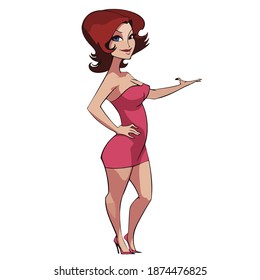 Cute Advertising Girl Vector Design 
