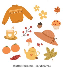  cute and aesthetic fall elements set