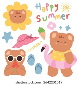 cute aesthetic happy summer bear	