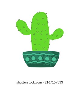 Cute aesthetic mini cactus. Isolated Ilustration. Flat style. Scalable  editable vector format.