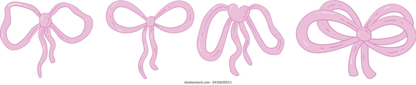 Cute Aesthetic Pink Ribbon Hand Drawn Illustration