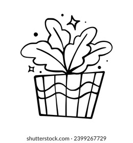 Cute and Aesthetic Plant In Pot Doodle Illustration