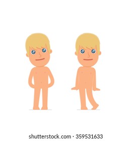 Cute and Affectionate Character Naked Man in shy and awkward poses. for use in presentations, etc.