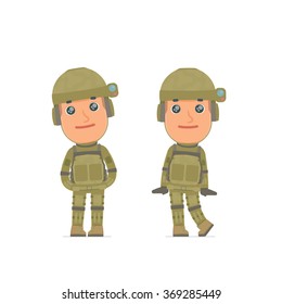 Cute and Affectionate Character Soldier in shy and awkward poses. for use in presentations, etc.