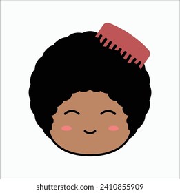 cute african afro boy. suitable for sticker, t-shirt, mug, etc. vector design illustration. Eps 10