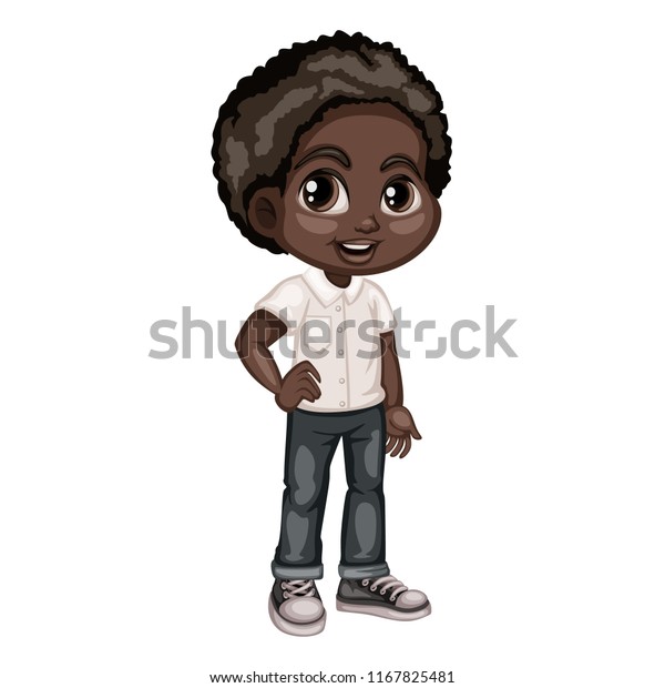 Cute African American Boy Character Isolated Stock Vector (Royalty Free ...