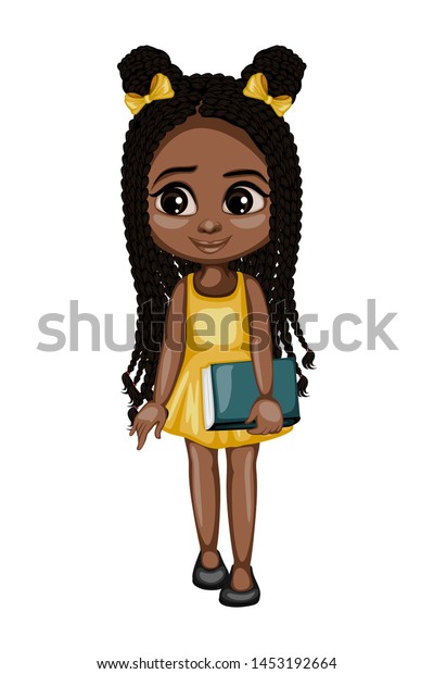 Cute African American Girl Character Isolated On White Background ...