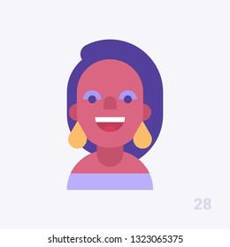 Cute african american girl smiling. Modern simple and clear design. Vector avatar icon in flat style.