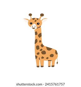 cute african animal giraffe - cartoon character. Vector illustration can used for baby background, wallpaper, greeting card, postcard. 